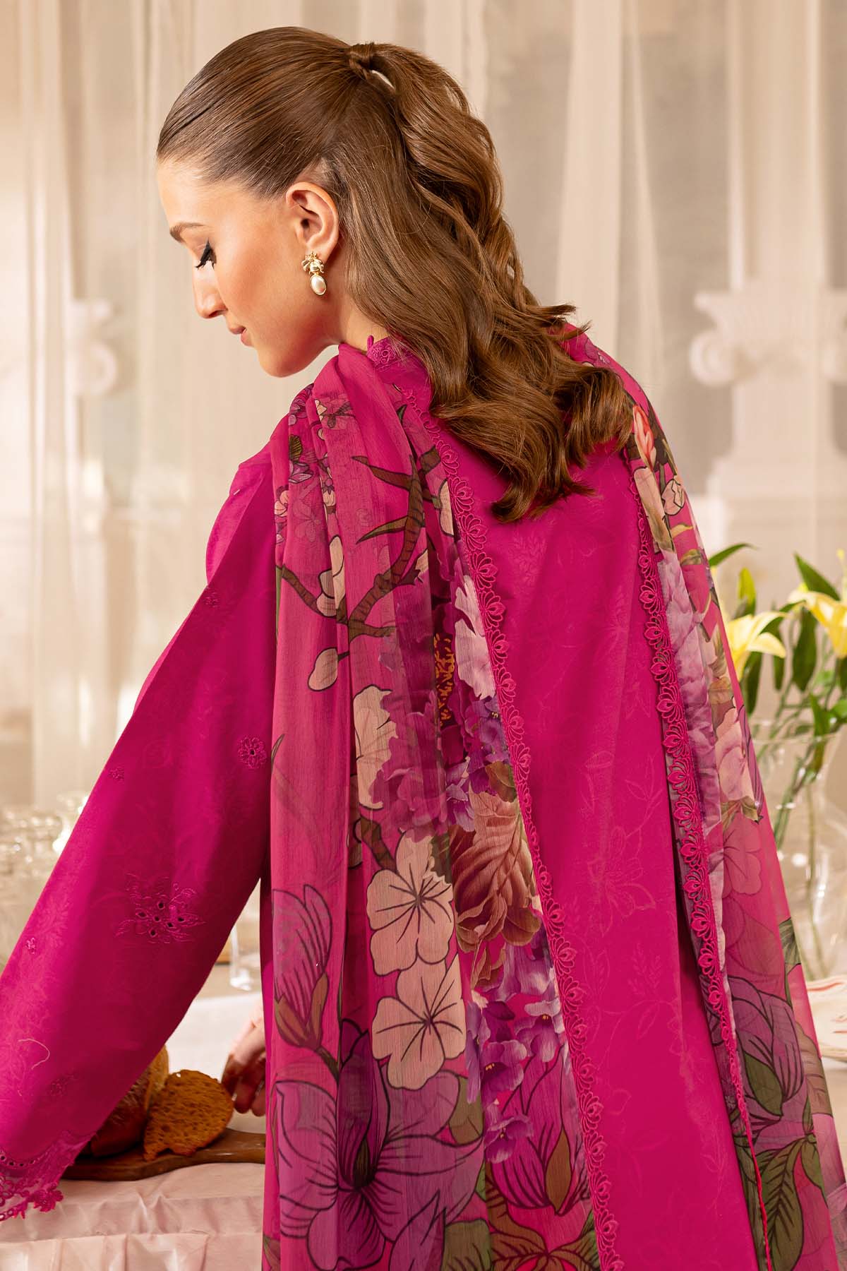 Aster - Dhanak 3-Piece Unstitched Embroidered Suit