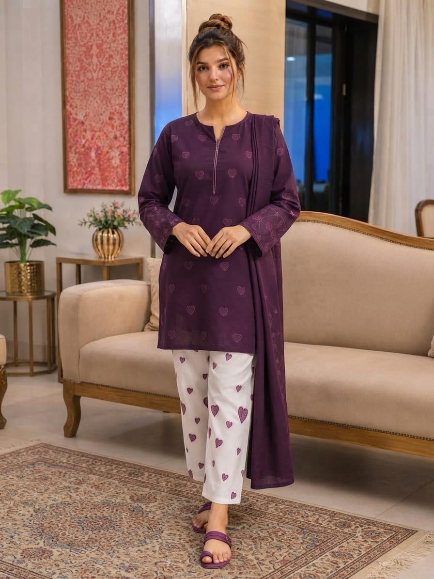 BRAND NAME : BAREEZE
DHANAK EMBROIDERED 3PC