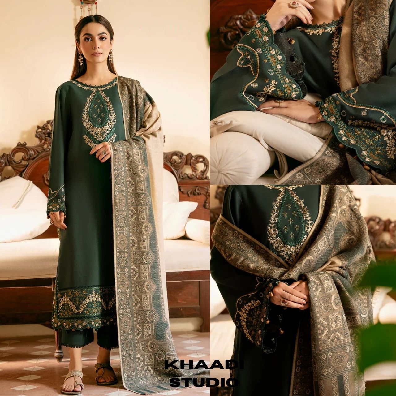 IZEL - Dhanak 3-Piece Unstitched Embroidered Suit