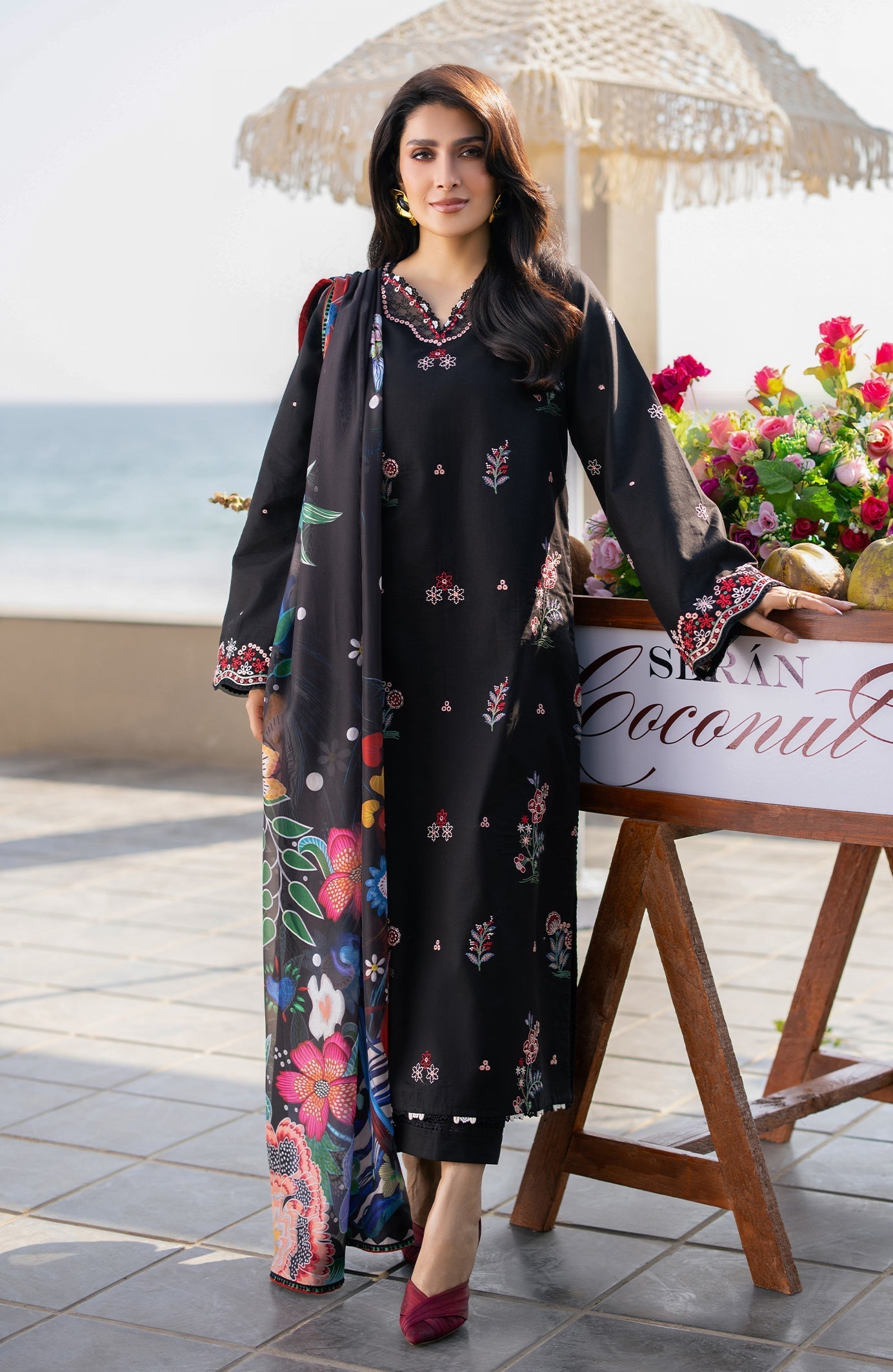 Maya - Dhanak 3-Piece Unstitched Embroidered Suit