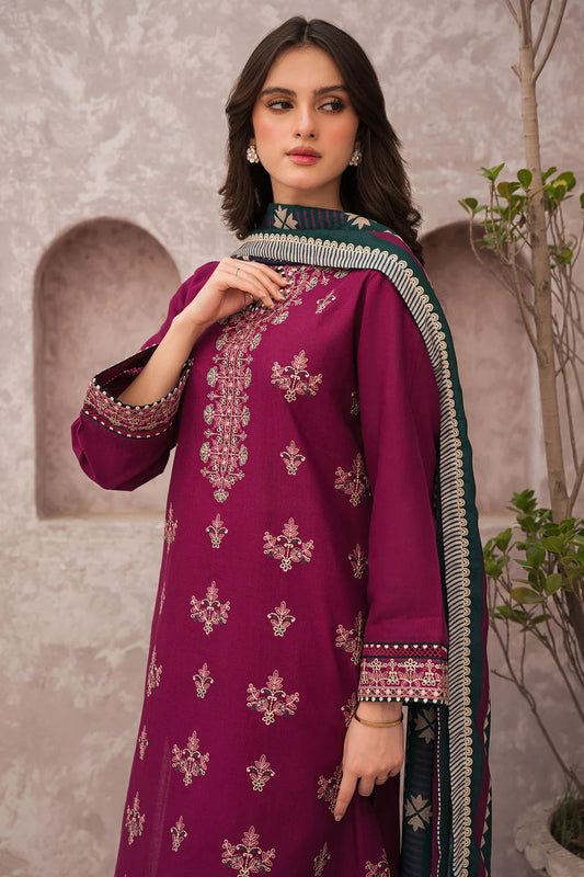 JAZMIN - Dhanak 3-Piece Unstitched Embroidered Suit