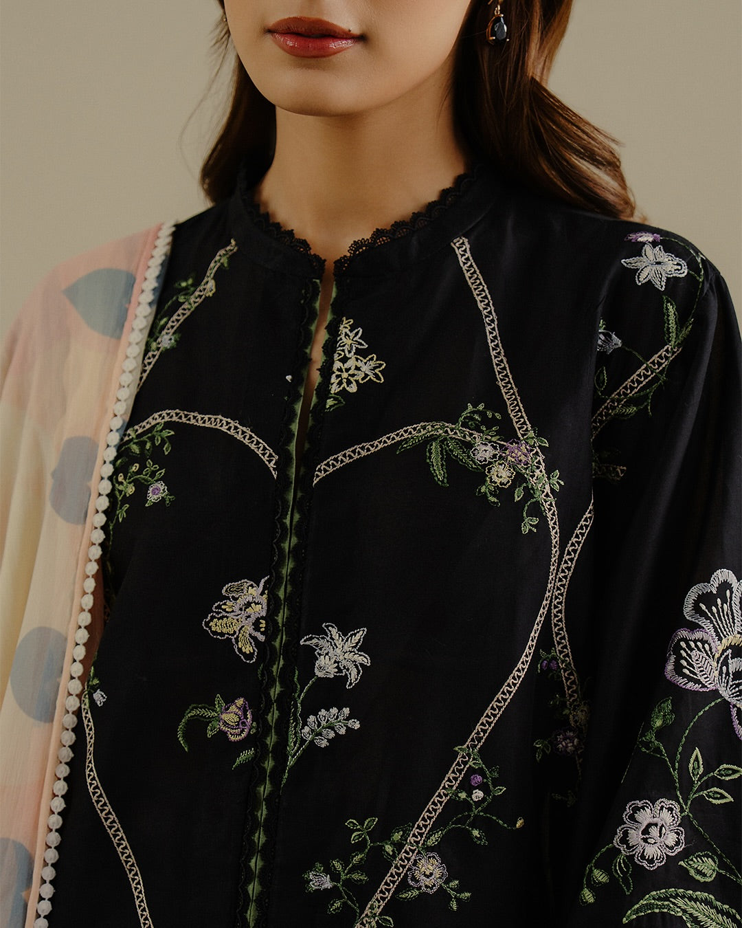 TARA - Dhanak 3-Piece Unstitched Embroidered Suit