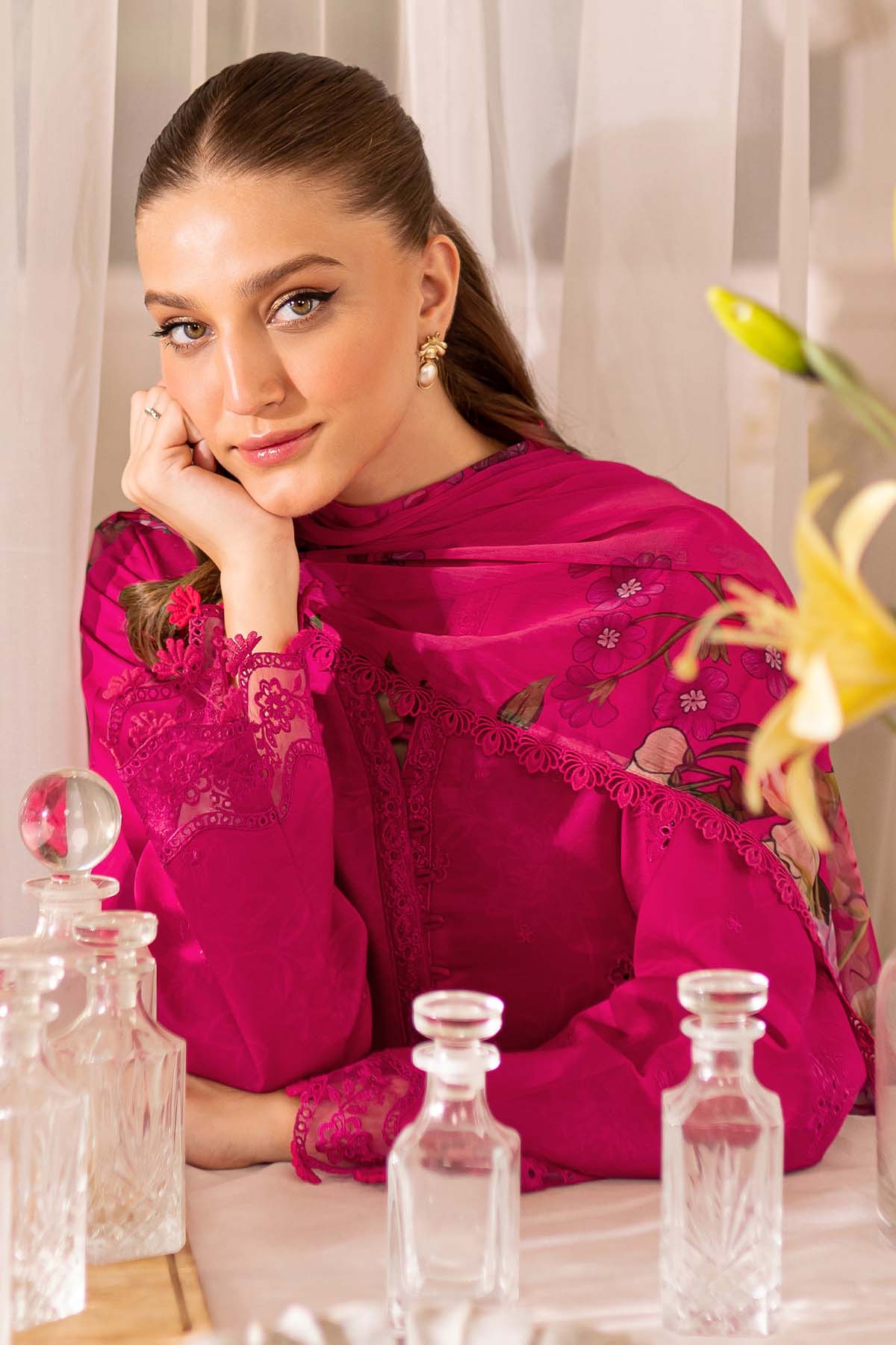 Aster - Dhanak 3-Piece Unstitched Embroidered Suit