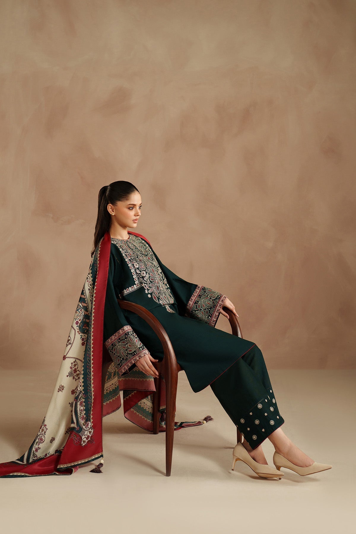 JAZMIN - Dhanak 3-Piece Unstitched Embroidered Suit