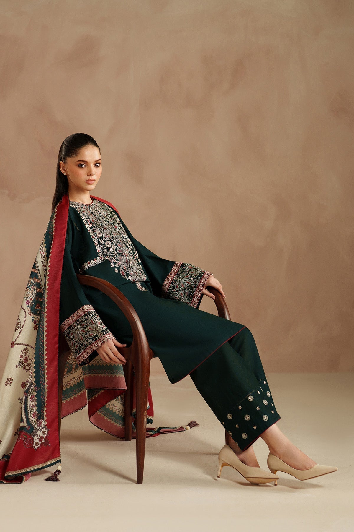JAZMIN - Dhanak 3-Piece Unstitched Embroidered Suit