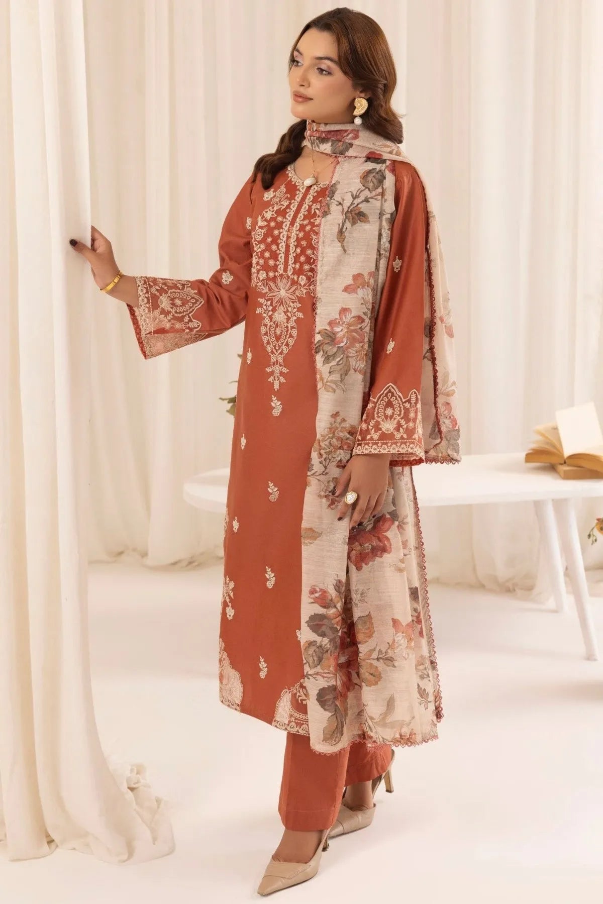 Mohagni - Dhanak 3-Piece Unstitched Embroidered Suit