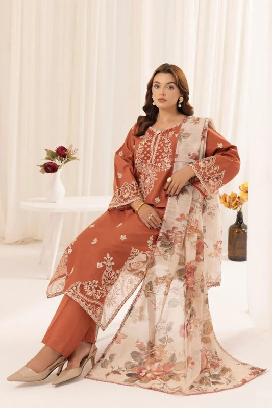 Mohagni - Dhanak 3-Piece Unstitched Embroidered Suit