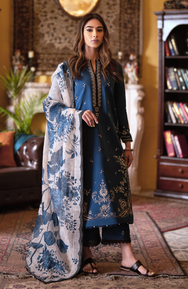 Seran - Dhanak 3-Piece Unstitched Embroidered Suit