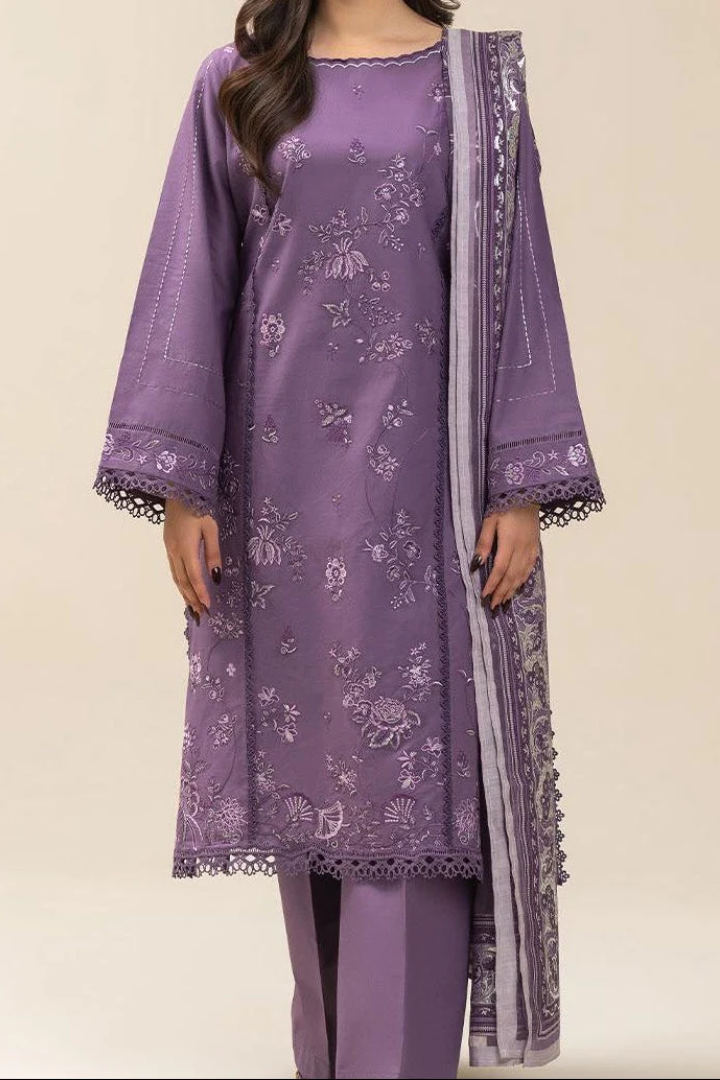 Dhanak 3-Piece Unstitched Embroidered Suit