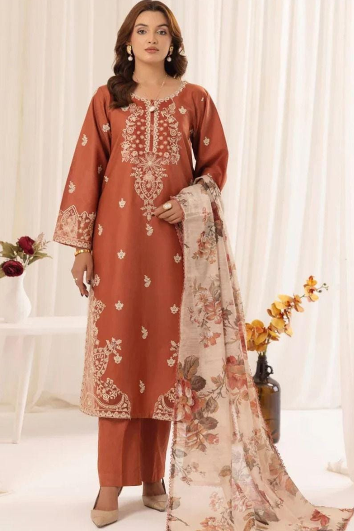 Mohagni - Dhanak 3-Piece Unstitched Embroidered Suit