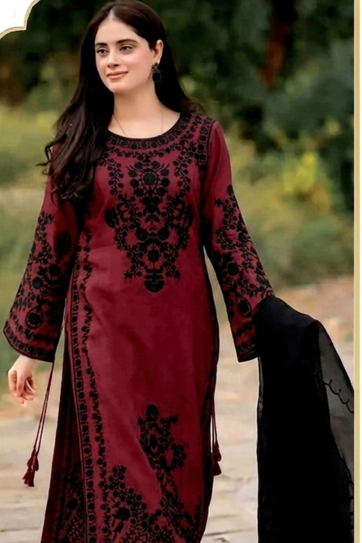Asim Jofa - Dhanak 3-Piece Unstitched Embroidered Suit
