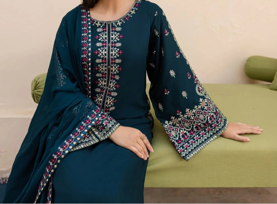 BRAND  Cross Stitch 3pc unstitched 
WINTER DHANAK