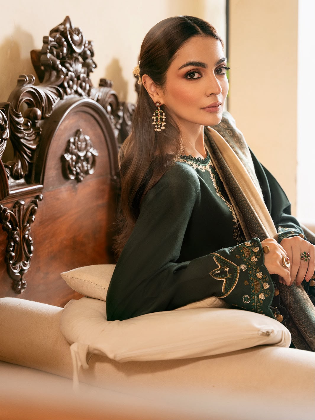 Pure Dhanak 3PC Unstitched Heavy Embroidered Suit