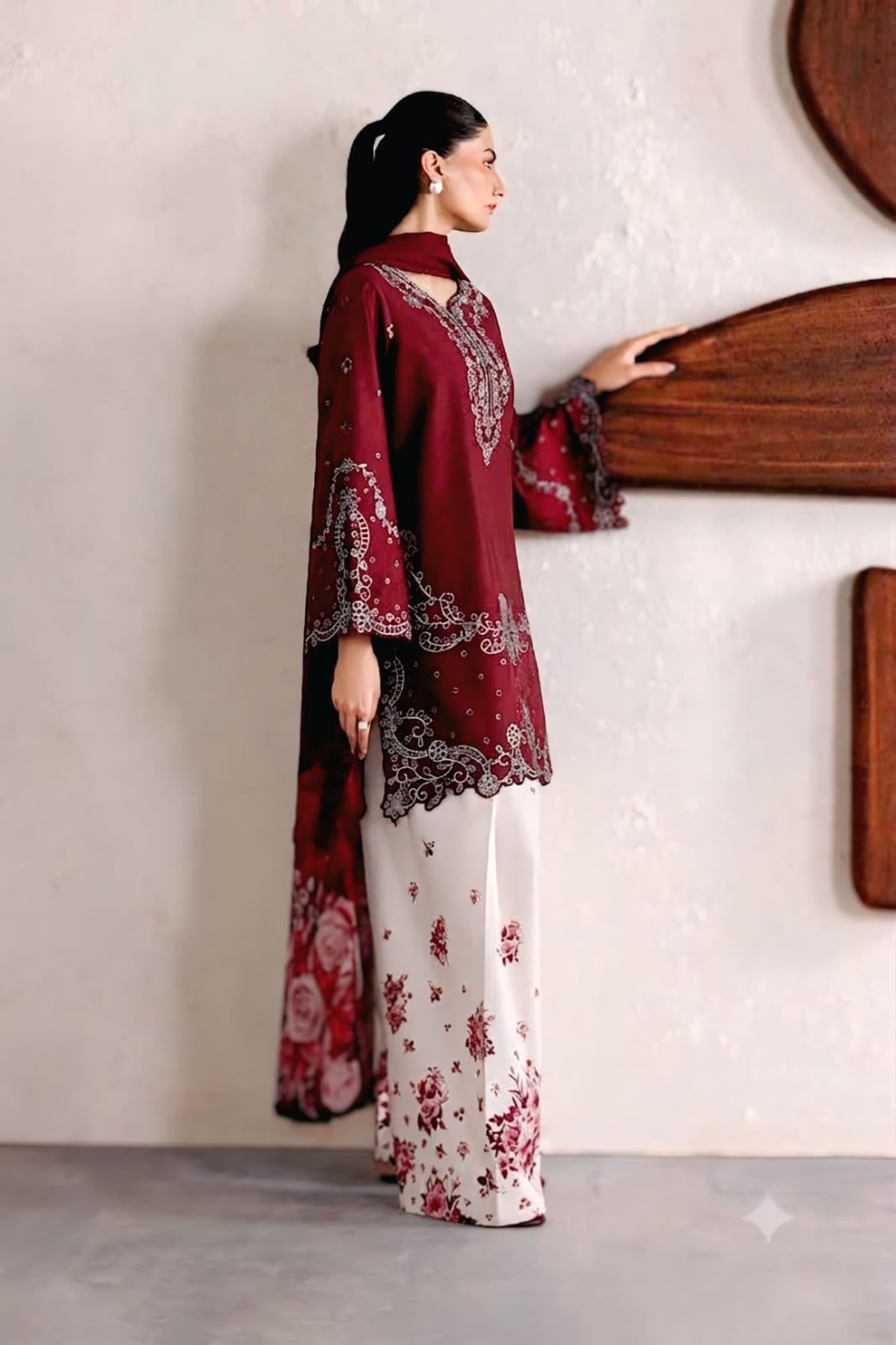 Brand IZNIK 
LUXURY SILK EMBROIDERED 3pc unstitched