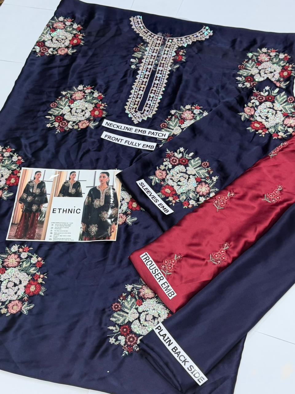 BRAND: ETHNIC Embroidered Silk 2 Piece