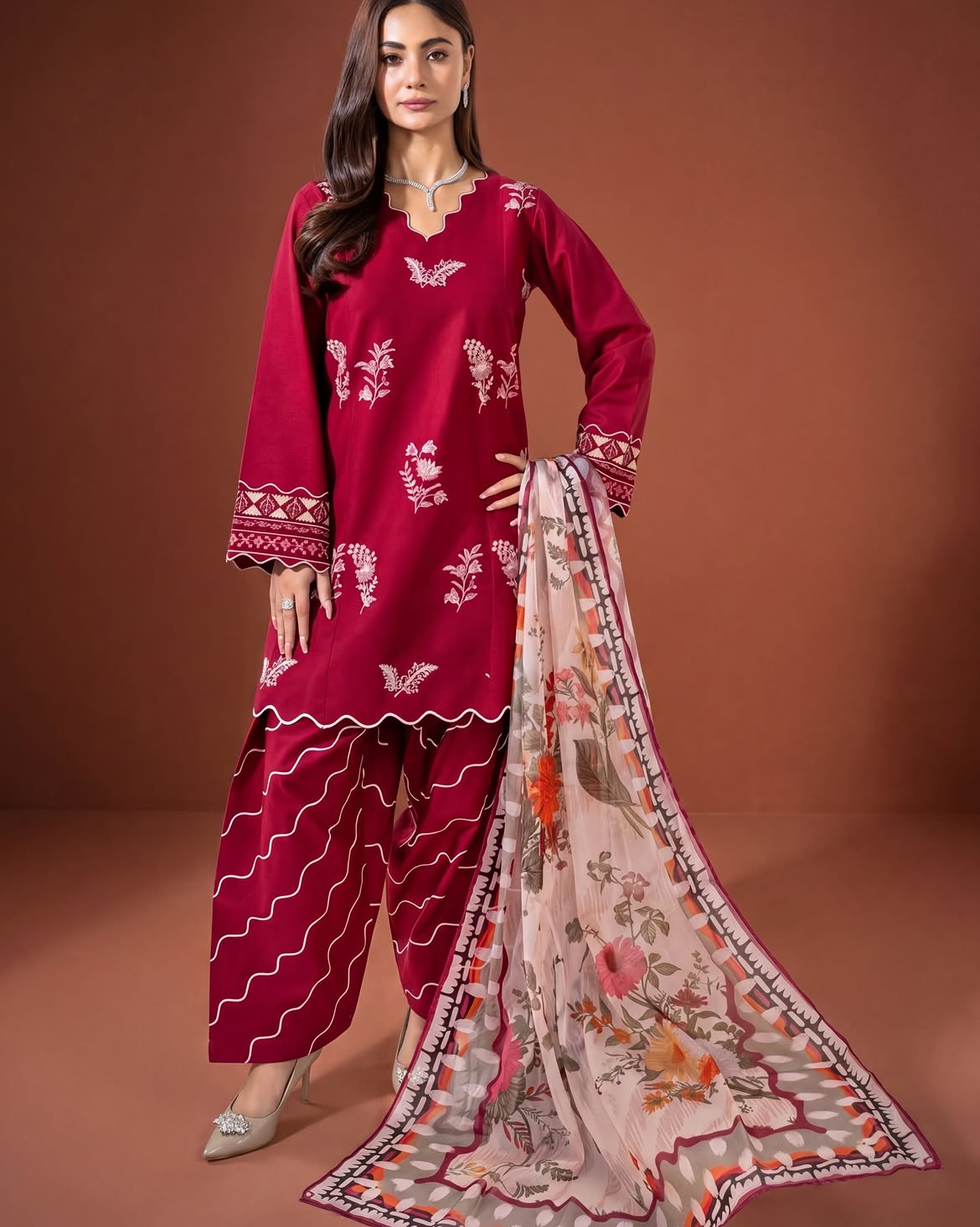 BRAND NAME  RUNGREZ
Unstitched DHANAK EMBROIDERED 3PC