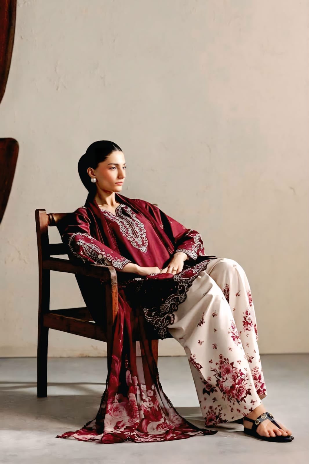 Brand IZNIK 
LUXURY SILK EMBROIDERED 3pc unstitched