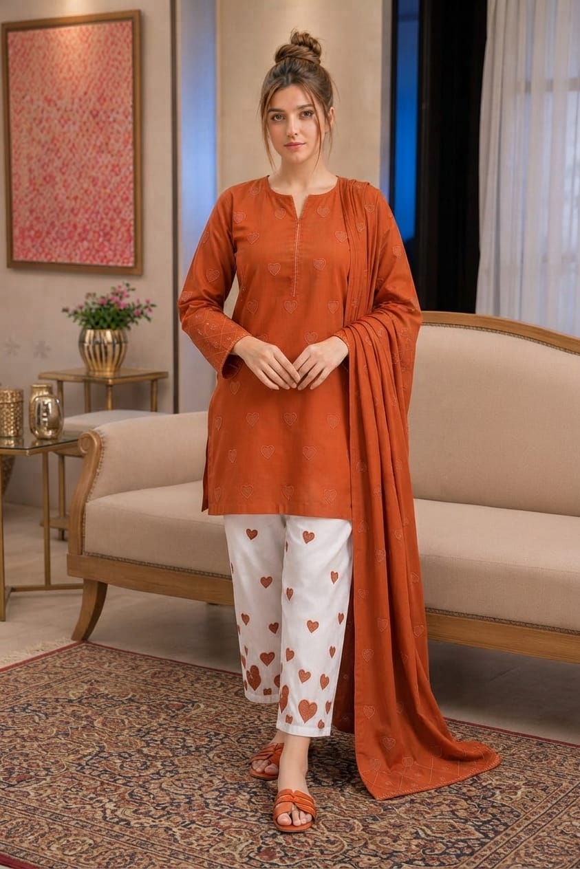 BRAND NAME : BAREEZE
DHANAK EMBROIDERED 3PC