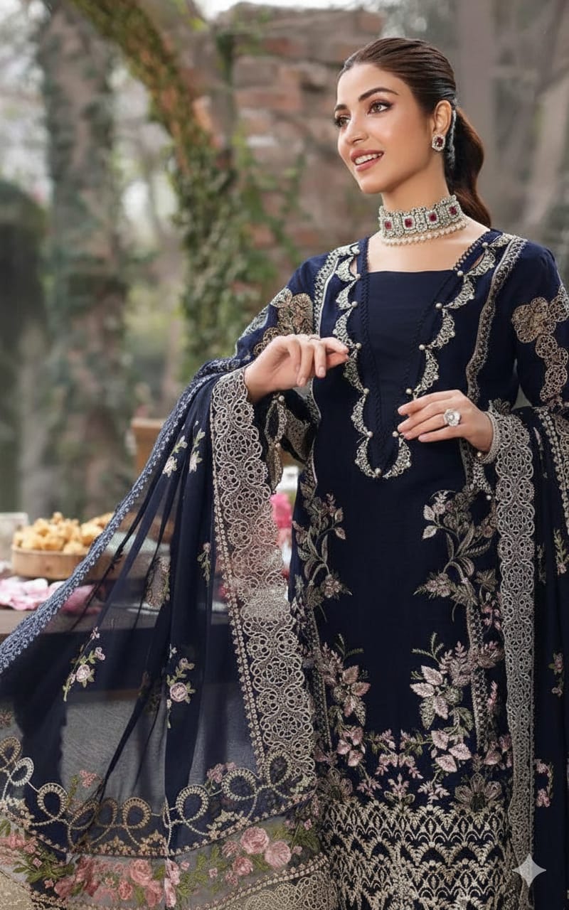 BRAND: KAHF 
Embroidered 3 Piece WINTER DHANAK COLLECTION
