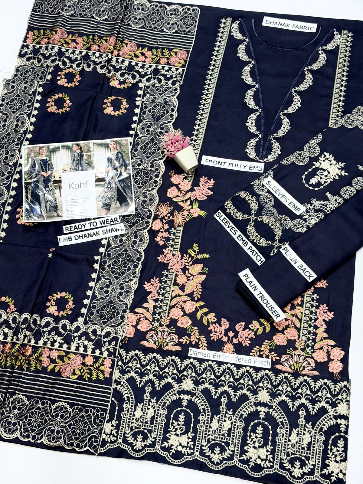 BRAND: KAHF 
Embroidered 3 Piece WINTER DHANAK COLLECTION