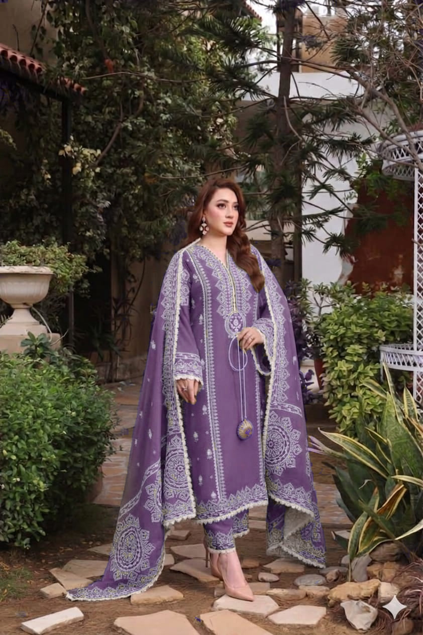BRAND  ANEELA'S
DHANAK EMBROIDERED 3PC