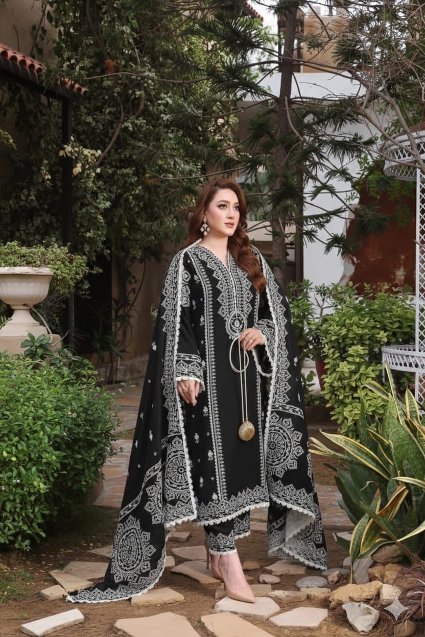 BRAND  ANEELA'S
DHANAK EMBROIDERED 3PC