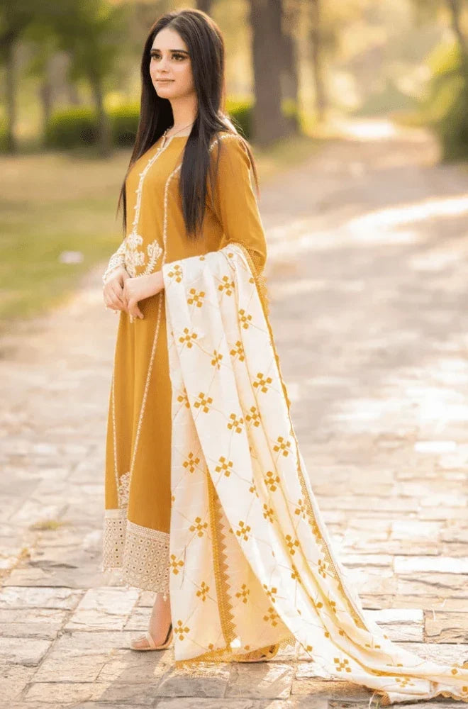 Libaas - Dhanak 3-Piece Unstitched Embroidered Suit